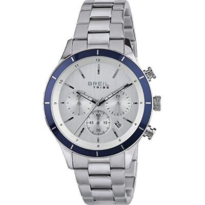 BREIL Montre pour Homme modèle Dude avec Bracelet en Acier, Mouvement Chrono Quartz, Acier Argent, Taille unique, Bracelet BREIL Montre pour Homme modèle Dude avec Bracelet en Acier, Mouvement Chrono Quartz, Acier Argent, Taille unique, Bracelet