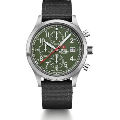 Swiss Military by Chrono SM34117.07 Montre chronographe à quartz pour homme avec bracelet en toile Argenté Swiss Military by Chrono SM34117.07 Montre chronographe à quartz pour homme avec bracelet en toile Argenté
