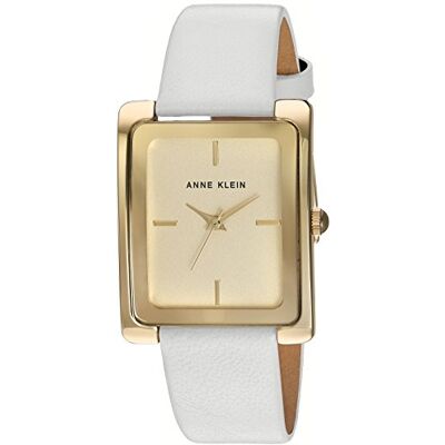 Anne Klein Montre pour femme avec bracelet en cuir, Blanc/doré Anne Klein Montre pour femme avec bracelet en cuir, Blanc/doré
