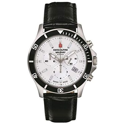 Alpine 7022.9 Montre chronographe à quartz analogique pour homme en cuir, Noir/acier/argent 9532sam, bracelet Alpine 7022.9 Montre chronographe à quartz analogique pour homme en cuir, Noir/acier/argent 9532sam, bracelet