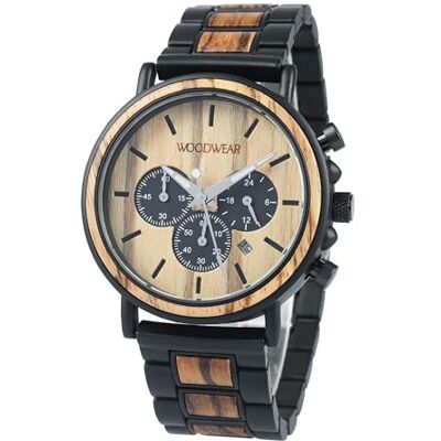 woodwear Montre chronographe pour homme « Zeitgeist » En bois et acier inoxydable Design durable Mouvement à quartz japonais Bracelet en bois élégant Fait à la main Noir, Bois, noir woodwear Montre chronographe pour homme « Zeitgeist » En bois et acier inoxydable Design durable Mouvement à quartz japonais Bracelet en bois élégant Fait à la main Noir, Bois, noir