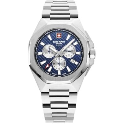 Alpine Montre chronographe à quartz analogique pour homme 7005.9 en acier inoxydable, Acier/Acier/Bleu 9135sam, Bracelet Alpine Montre chronographe à quartz analogique pour homme 7005.9 en acier inoxydable, Acier/Acier/Bleu 9135sam, Bracelet