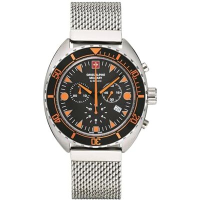 Alpine 7066.9 Montre chronographe à quartz analogique pour homme en acier inoxydable, Argenté/noir/or 9139sam, Bracelet Alpine 7066.9 Montre chronographe à quartz analogique pour homme en acier inoxydable, Argenté/noir/or 9139sam, Bracelet
