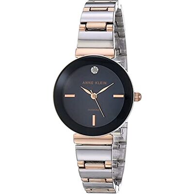 Anne Klein Montre bracelet pour femme avec cadran en diamant véritable, Bicolore/bleu marine, AK/2435NVRT Anne Klein Montre bracelet pour femme avec cadran en diamant véritable, Bicolore/bleu marine, AK/2435NVRT