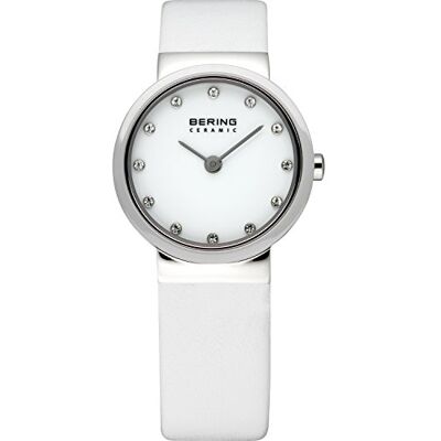 BERING Femmes Analogique Quartz Ceramic Collection Montre avec Bracelet en Cuir de Veau & Verre Saphir 10725-854 BERING Femmes Analogique Quartz Ceramic Collection Montre avec Bracelet en Cuir de Veau & Verre Saphir 10725-854