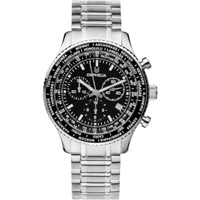 Orphelia Master Montre chronographe à quartz pour homme, argent/noir, Bracelet Orphelia Master Montre chronographe à quartz pour homme, argent/noir, Bracelet