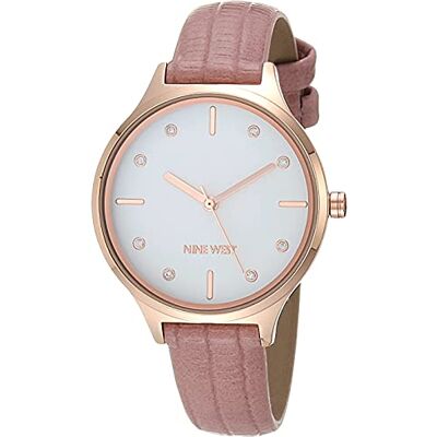 Nine West Montre pour femme avec bracelet orné de cristaux, Rose/or rose., Sangle Nine West Montre pour femme avec bracelet orné de cristaux, Rose/or rose., Sangle