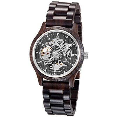 Alienwork Montre Automatique Homme Noir Bracelet en Bois Squelette Bois Naturel Alienwork Montre Automatique Homme Noir Bracelet en Bois Squelette Bois Naturel