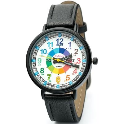 Kiddus Montre Bracelet Éducative pour enfants, garçon. Time Teacher Analogique avec Exercices. Facile d’apprendre à lire l’heure. English version. Black Pu Leather Kiddus Montre Bracelet Éducative pour enfants, garçon. Time Teacher Analogique avec Exercices. Facile d’apprendre à lire l’heure. English version. Black Pu Leather