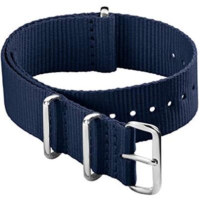 Archer Watch Straps Bracelet de Montre Classique en Nylon de style NATO Bleu Marine, 22mm Archer Watch Straps Bracelet de Montre Classique en Nylon de style NATO Bleu Marine, 22mm