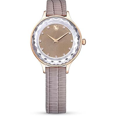 Swarovski Montre Octea Nova, Fabriqué en Suisse, Bracelet en cuir, Beige, Finition or rose Swarovski Montre Octea Nova, Fabriqué en Suisse, Bracelet en cuir, Beige, Finition or rose