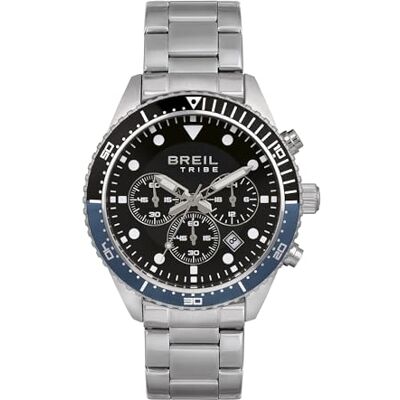 BREIL Montre pour Homme modèle SAIL avec Bracelet en Acier, Mouvement Chrono Quartz, Silber-schwarz-blau, Taille unique, bracelet BREIL Montre pour Homme modèle SAIL avec Bracelet en Acier, Mouvement Chrono Quartz, Silber-schwarz-blau, Taille unique, bracelet