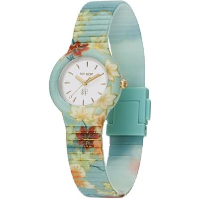 HIP HOP Montre femme, collection OMAMORI, mouvement à quartz analogique, résistant à l'eau jusqu'à 50 mètres, bracelet en silicone avec tissu, longueur réglable, idées cadeaux pour femme, vert, 32 HIP HOP Montre femme, collection OMAMORI, mouvement à quartz analogique, résistant à l'eau jusqu'à 50 mètres, bracelet en silicone avec tissu, longueur réglable, idées cadeaux pour femme, vert, 32