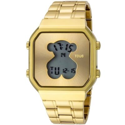 TOUS Montre D-Bear SQ en acier IP doré, Doré, bracelet TOUS Montre D-Bear SQ en acier IP doré, Doré, bracelet