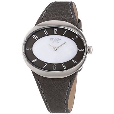 Boccia 3165-15 Montre Femme Quartz Analogique Bracelet Cuir Gris, Marron, sangle Boccia 3165-15 Montre Femme Quartz Analogique Bracelet Cuir Gris, Marron, sangle