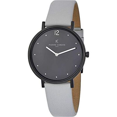 Pierre Cardin Montre Femme Analogique Quartz Belleville Simplicity, Gris/Noir, sangle Pierre Cardin Montre Femme Analogique Quartz Belleville Simplicity, Gris/Noir, sangle