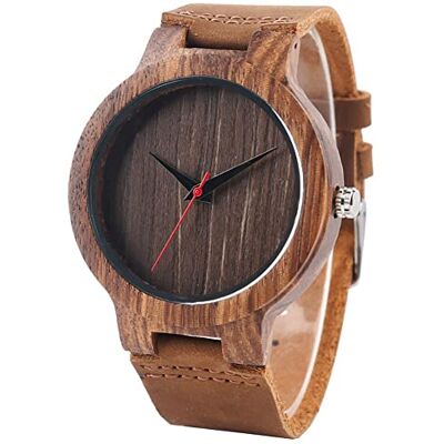 INGRAX Montres Nature Stripe Bois Montre-Bracelet Hommes Simple Bambou WoodenLeather Band Montres Femmes Unisexe Horloge Heure Cadeaux pour Noël, Wood Watch E INGRAX Montres Nature Stripe Bois Montre-Bracelet Hommes Simple Bambou WoodenLeather Band Montres Femmes Unisexe Horloge Heure Cadeaux pour Noël, Wood Watch E