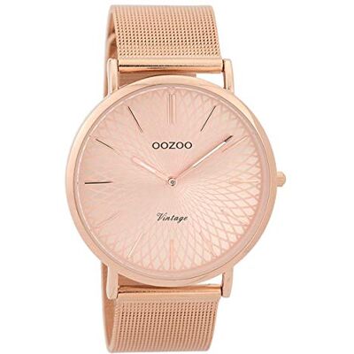Oozoo Montre vintage pour femme avec bracelet en métal milanais en acier inoxydable 40 mm avec cadran mandala, Rose doré, groß, Bracelet Oozoo Montre vintage pour femme avec bracelet en métal milanais en acier inoxydable 40 mm avec cadran mandala, Rose doré, groß, Bracelet