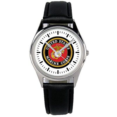 KIESENBERG Montre-bracelet Soldat Horloge United States of Marine Corps Cadeau Idée de fan Unisexe Analogique Bracelet en cuir 36 mm de diamètre B-1179, sangle KIESENBERG Montre-bracelet Soldat Horloge United States of Marine Corps Cadeau Idée de fan Unisexe Analogique Bracelet en cuir 36 mm de diamètre B-1179, sangle