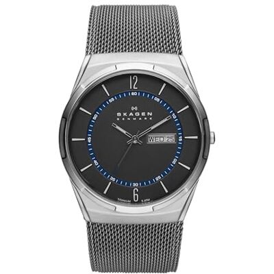 Skagen Melbye Titanium Watch for Men, Quartz three hand movement with Stainless steel or Leather Strap Skagen Melbye Titanium Watch for Men, Quartz three hand movement with Stainless steel or Leather Strap