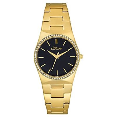 s.Oliver Montre analogique à quartz pour femme avec bracelet en acier inoxydable, couleur or, étanche jusqu'à 5 bars, livrée dans un coffret cadeau, 2034588 s.Oliver Montre analogique à quartz pour femme avec bracelet en acier inoxydable, couleur or, étanche jusqu'à 5 bars, livrée dans un coffret cadeau, 2034588