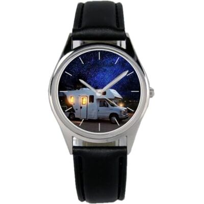 KIESENBERG B-6109 Montre-bracelet pour camping-car, camping, idée cadeau, pour homme, femme, unisexe, analogique, à quartz, bracelet en cuir, diamètre : 36 mm KIESENBERG B-6109 Montre-bracelet pour camping-car, camping, idée cadeau, pour homme, femme, unisexe, analogique, à quartz, bracelet en cuir, diamètre : 36 mm