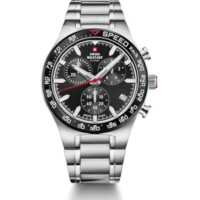 Swiss Military by Chrono SM34115.01 Montre chronographe à quartz pour homme avec bracelet en métal en acier inoxydable Argenté Swiss Military by Chrono SM34115.01 Montre chronographe à quartz pour homme avec bracelet en métal en acier inoxydable Argenté