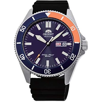 Orient Montre Automatique RA-AA0916L19B, Silicone Bleu Orange, bracelet Orient Montre Automatique RA-AA0916L19B, Silicone Bleu Orange, bracelet