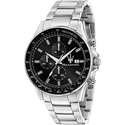 Maserati Sfida R8873640014 Montre chronographe à quartz pour homme, Argenté., 44mm, Bracelet Maserati Sfida R8873640014 Montre chronographe à quartz pour homme, Argenté., 44mm, Bracelet