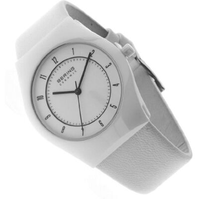 BERING Homme Analogique Quartz Time Montre avec Bracelet Cuir Blanc 32035-654, Blanc/Blanc, sangle BERING Homme Analogique Quartz Time Montre avec Bracelet Cuir Blanc 32035-654, Blanc/Blanc, sangle