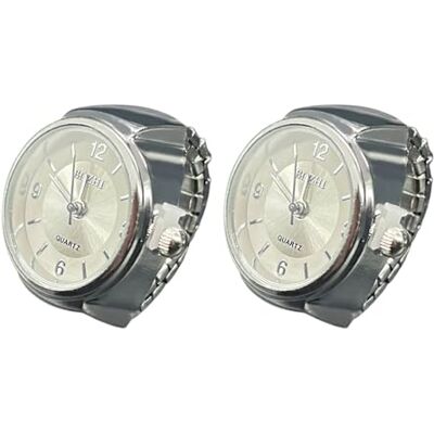 SLYHHZHMY 2 anneaux à quartz Montre à doigt tendance Bracelet élastique amovible Cadran rond, Blanc., Moderne SLYHHZHMY 2 anneaux à quartz Montre à doigt tendance Bracelet élastique amovible Cadran rond, Blanc., Moderne