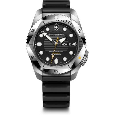 Victorinox Montre Homme Dive Pro Automatic Ø 43 mm, Swiss Made, Automatique, Étanche jusqu’à 300 m, Verre Saphir, Bracelet Caoutchouc, Noir Victorinox Montre Homme Dive Pro Automatic Ø 43 mm, Swiss Made, Automatique, Étanche jusqu’à 300 m, Verre Saphir, Bracelet Caoutchouc, Noir