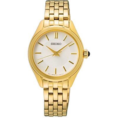 Seiko Montre analogique à quartz pour femme avec bracelet en acier inoxydable SUR538P1, or, Bracelet Seiko Montre analogique à quartz pour femme avec bracelet en acier inoxydable SUR538P1, or, Bracelet