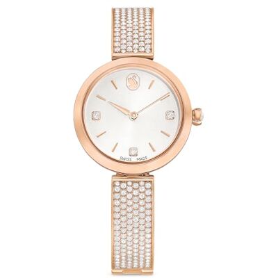 Swarovski Montre Illumina, fabriquée en Suisse, bracelet en métal, ton or rose, finition ton or rose, Rose, Rose Swarovski Montre Illumina, fabriquée en Suisse, bracelet en métal, ton or rose, finition ton or rose, Rose, Rose