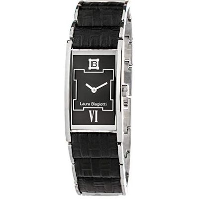 Laura Biagiotti Montre analogique pour femme à quartz avec bracelet en acier-cuir LB0041L-01, Noir Laura Biagiotti Montre analogique pour femme à quartz avec bracelet en acier-cuir LB0041L-01, Noir
