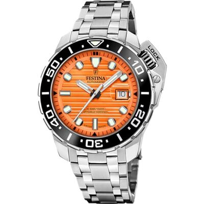 Festina Montre Automatique Diver Swiss Made, Orange, 47.3, bracelet Festina Montre Automatique Diver Swiss Made, Orange, 47.3, bracelet