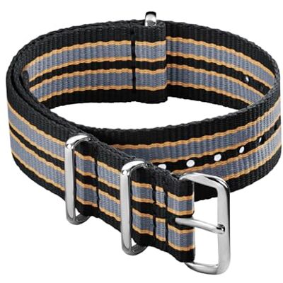 Archer Watch Straps Bracelets de Montre Classiques en Nylon Style NATO (Noir/Gris/Jaune, 20mm) Archer Watch Straps Bracelets de Montre Classiques en Nylon Style NATO (Noir/Gris/Jaune, 20mm)