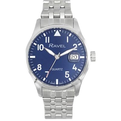 Ravel Plus RPD-01-04 Montre pour homme avec calendrier rond 3 ATM avec verre saphir et cadran soleil analogique japonais 40 mm Ravel Plus RPD-01-04 Montre pour homme avec calendrier rond 3 ATM avec verre saphir et cadran soleil analogique japonais 40 mm