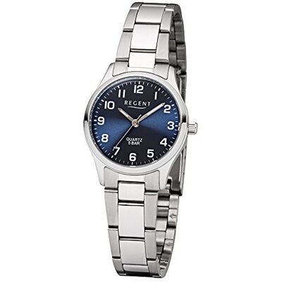 REGENT Montre à quartz analogique pour femme avec bracelet en acier inoxydable 12221020, argenté, Bracelet REGENT Montre à quartz analogique pour femme avec bracelet en acier inoxydable 12221020, argenté, Bracelet