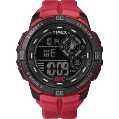 Timex Montre pour homme UFC Rush 52 mm Bracelet rouge, cadran digital, boitier noir TW5M59200 Timex Montre pour homme UFC Rush 52 mm Bracelet rouge, cadran digital, boitier noir TW5M59200