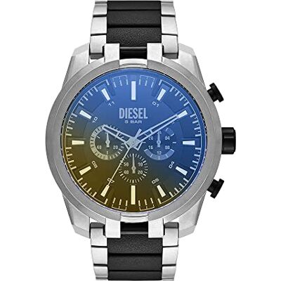 Diesel Montre, SPLIT pour homme, mouvement chronographe à quartz avec bracelet en silicone, acier inoxydable ou cuir Diesel Montre, SPLIT pour homme, mouvement chronographe à quartz avec bracelet en silicone, acier inoxydable ou cuir
