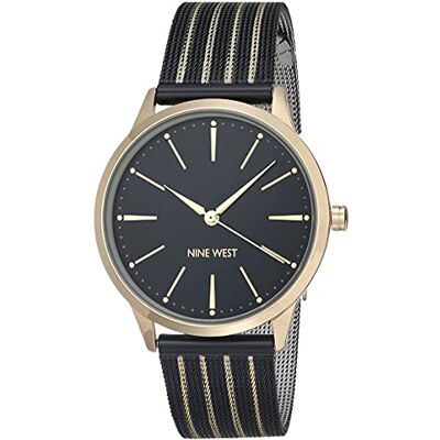 Nine West Montre bracelet en maille pour femme, noir/or, Bracelet Nine West Montre bracelet en maille pour femme, noir/or, Bracelet