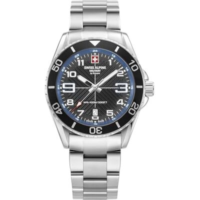 Alpine 7029.1 Montre à quartz analogique pour homme en acier inoxydable, Acier/acier/Sw-bleu 1135sam, Bracelet Alpine 7029.1 Montre à quartz analogique pour homme en acier inoxydable, Acier/acier/Sw-bleu 1135sam, Bracelet