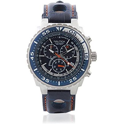 Nautica A15663G Montre Homme Quartz Analogique Cadran Bleu Bracelet Cuir Bleu Nautica A15663G Montre Homme Quartz Analogique Cadran Bleu Bracelet Cuir Bleu