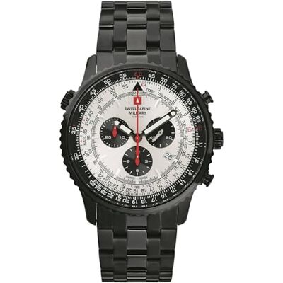 Alpine 7078.9 Montre à quartz analogique pour homme en acier inoxydable, Noir/Si-sw 9172sam, Bracelet Alpine 7078.9 Montre à quartz analogique pour homme en acier inoxydable, Noir/Si-sw 9172sam, Bracelet