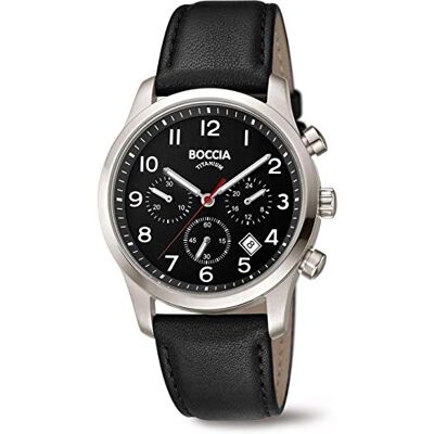 Boccia Montre pour homme 3749-02, Noir, sangle Boccia Montre pour homme 3749-02, Noir, sangle