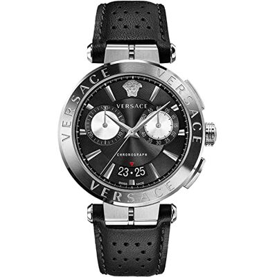 Versace VE1D00719 Montre chronographe en cuir pour homme Versace VE1D00719 Montre chronographe en cuir pour homme