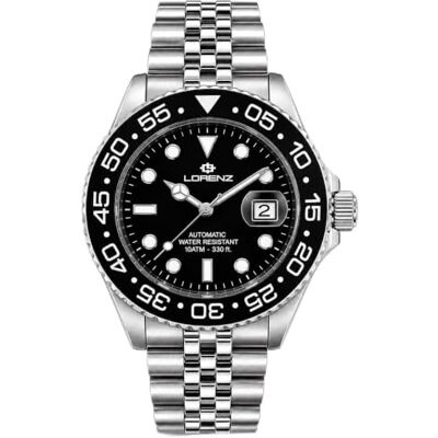 Lorenz Automatic 28196AA Montre Horloge automatique pour hommes en acier inoxydable sous 100 mètres, Noir , Moderne Lorenz Automatic 28196AA Montre Horloge automatique pour hommes en acier inoxydable sous 100 mètres, Noir , Moderne