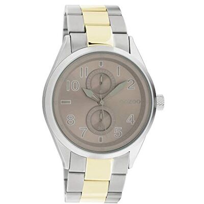 Oozoo Montre Unisexe Chrono Look avec Bracelet à maillons en Acier Inoxydable 42 MM Bicolore/Gris C10632, Argent-Gris, Bracelet Oozoo Montre Unisexe Chrono Look avec Bracelet à maillons en Acier Inoxydable 42 MM Bicolore/Gris C10632, Argent-Gris, Bracelet