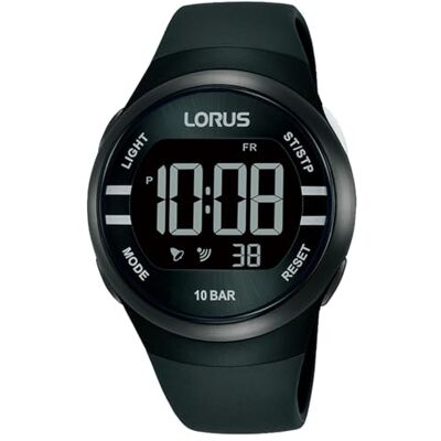 Lorus Montre numérique à quartz avec bracelet en silicone, Noir, Fashion Lorus Montre numérique à quartz avec bracelet en silicone, Noir, Fashion